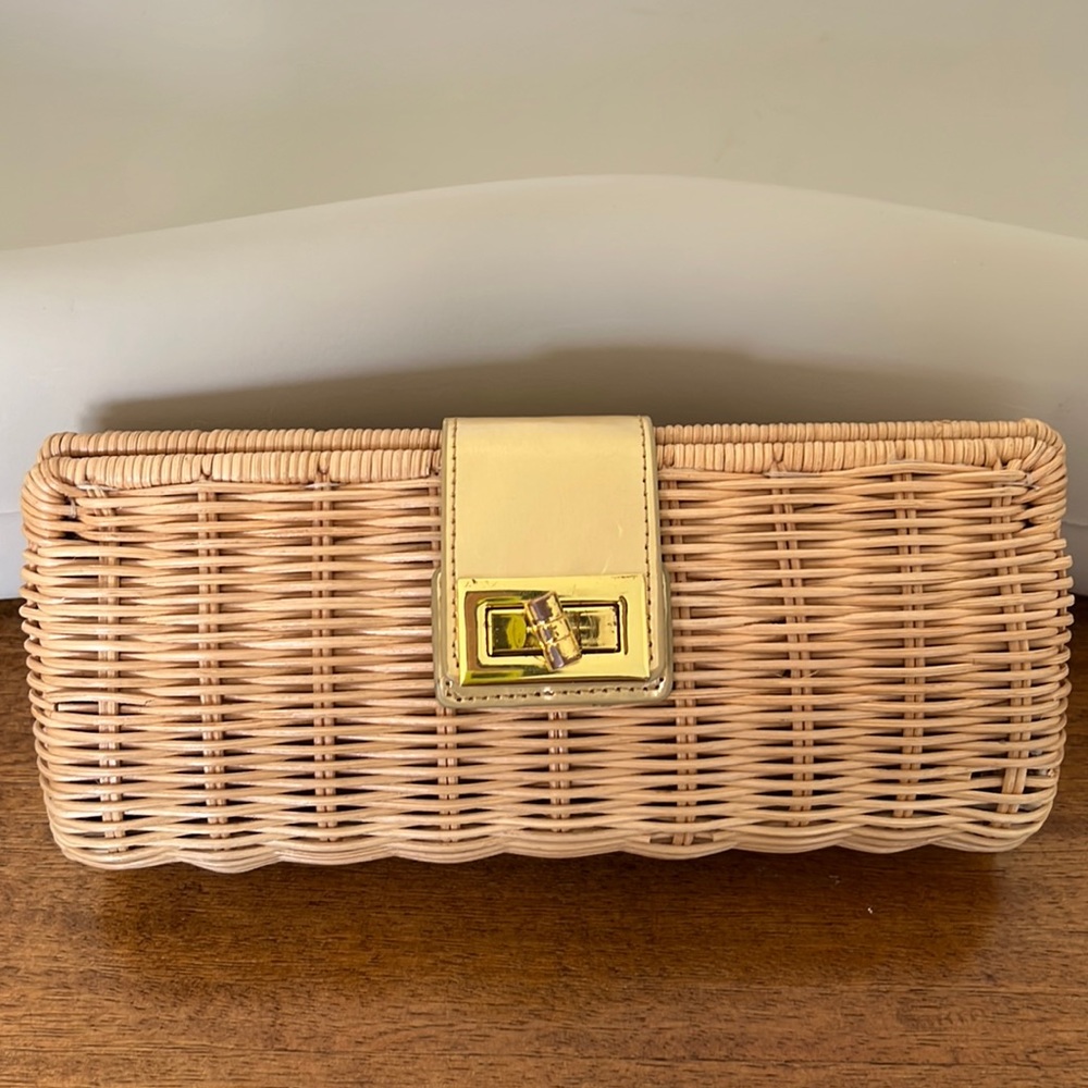J Crew Rattan Clutch Gold